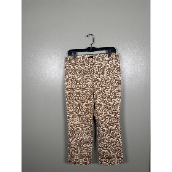 J Crew Tan Geometric Print City‎ Fit Cropped Chino Pants Women’s Size 8 - Picture 1 of 9